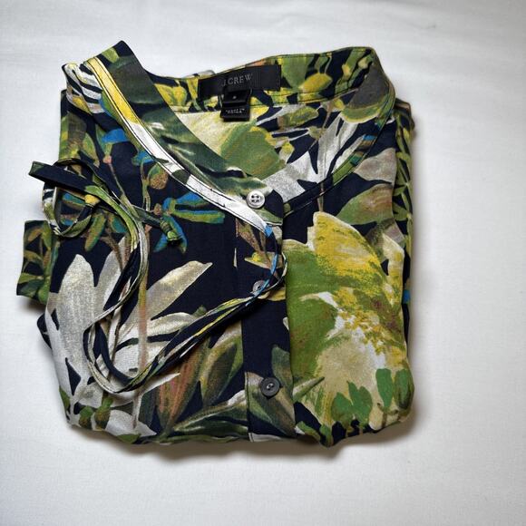 J Crew Tropical Floral Long Sleeve Button Preppy Feminine SILK Dress Womens Sz S - Picture 13 of 13
